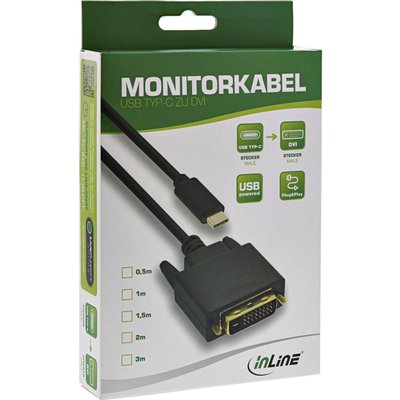 Kabel inLine USB-C DVI 24+1 3.1 1080P M/M 2 meter zwart