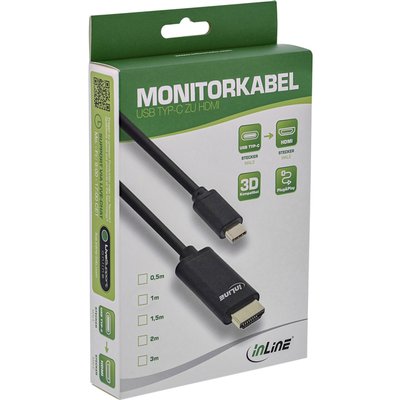 Kabel inLine USB-C HDMI 3.1 2.0 4K M/M 2 meter zwart