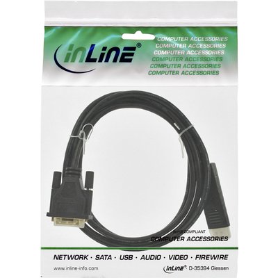 Kabel inLine Displayport DVI 24+1 M/M 2 meter zwart