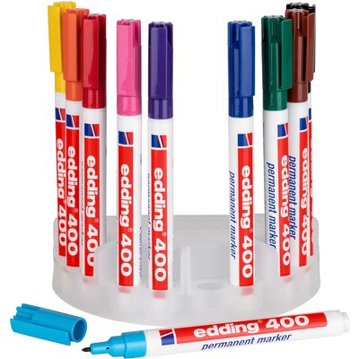 Viltstift edding 400 rond 1mm met houder assorti set à 10 stuks