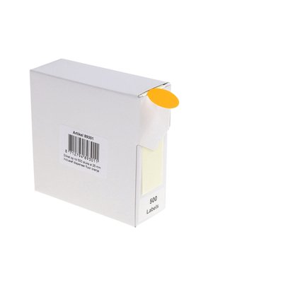 Etiket Rillprint 25mm 500st op rol fluor oranje