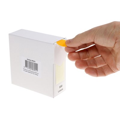 Etiket Rillprint 25mm 500st op rol fluor oranje