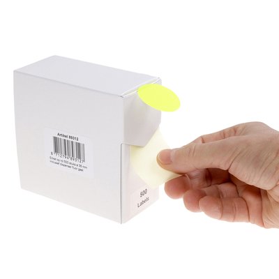 Etiket Rillprint 35mm 500st op rol fluor geel
