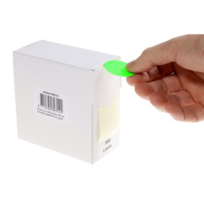 Etiket Rillprint 35mm 500st op rol fluor groen