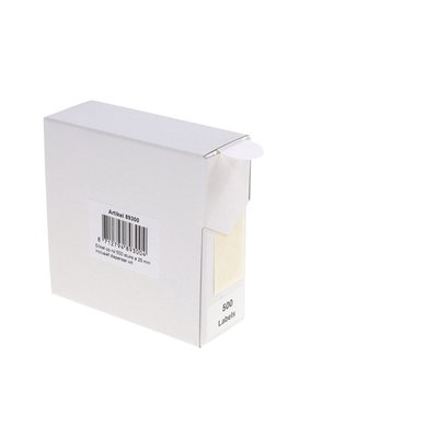 Etiket Rillprint 25mm 500st op rol rond wit