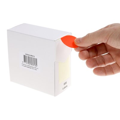 Etiket Rillprint 35mm 500st op rol fluor rood