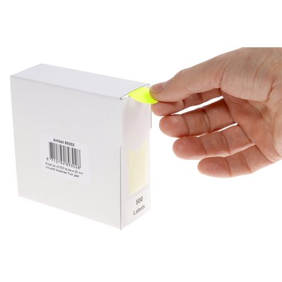 Etiket Rillprint 25mm 500st op rol fluor geel