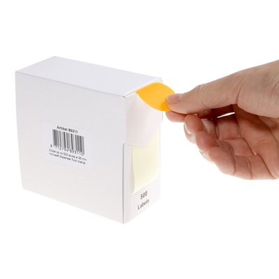 Etiket Rillprint 35mm 500st op rol fluor oranje