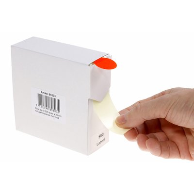 Etiket Rillprint 25mm 500st op rol fluor rood