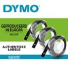 Reliëftape Dymo embossing plastic 9mm zwart op wit 3 stuks foto