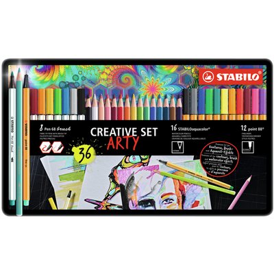 Arty Creative STABILO 87/3193 boîte métal 36 pièces