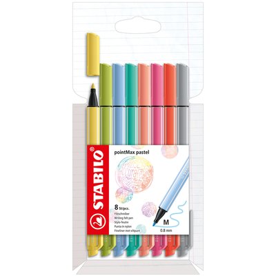 Feutre Stabilo pointMax 488/8 Medium Pastel assorti étui 8 pièces