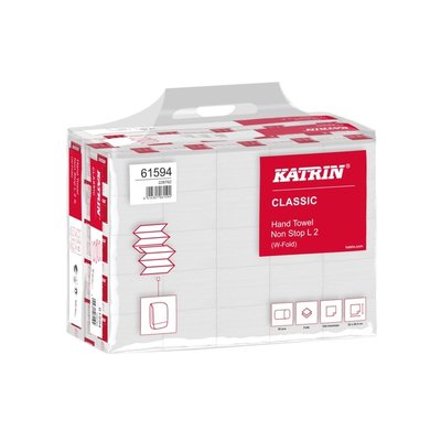 Handdoek Katrin w-vouw 2-laags 203x320mm 25x120 vel wit 61594