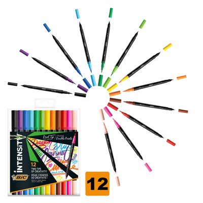Feutre de coloriage BIC Intensity Dual-tip étui 12 couleurs