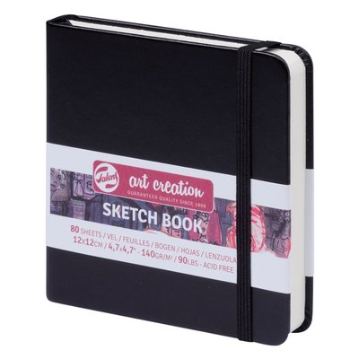 Schetsboek Talens Art Creation 80 witte vellen 140gr 120x120mm zwart