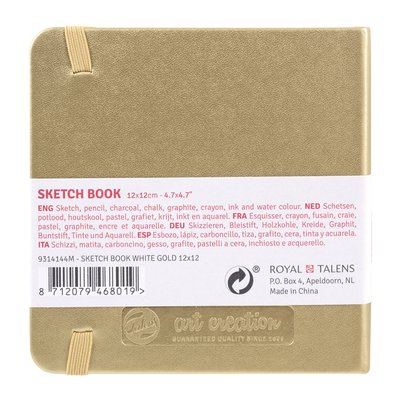 Schetsboek Talens Art Creation 80 witte vellen 140gr 120x120mm witgoud