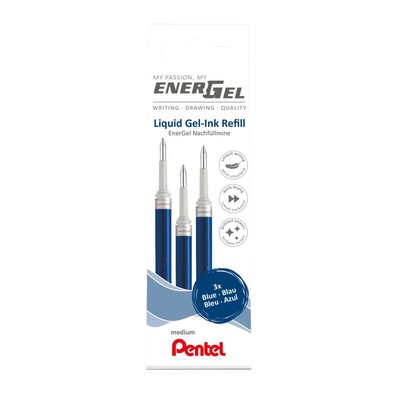 Recharge roller Pentel Energel LR7 Medium bleu set 3 pièces
