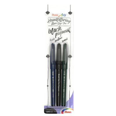 Brushpen Pentel XSESP15 zwart blister à 3 stuks