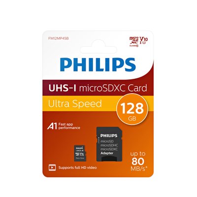 Carte mémoire Philips micro SDXC Class 10 UHS-I U1 128Go