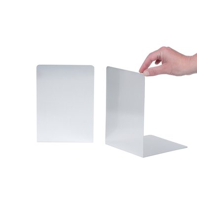 Boekensteun MAUL aluminium 16x15x21cm set 2 zilver
