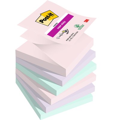 Memoblok Post-it Z-Notes R330 Super Sticky 76x76mm Soulful 6 stuks