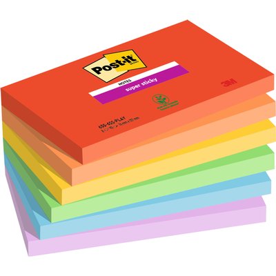 Memoblok Post-it 655 Super Sticky 76x127mm Playful 6 stuks