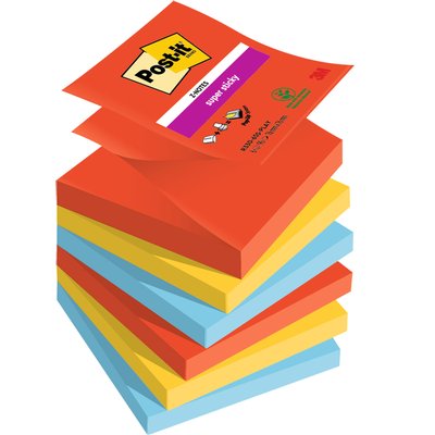 Memoblok Post-it Z-Notes R330 Super Sticky 76x76mm Playful 6 stuks