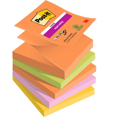 Memoblok Post-it Z-Notes R330 Super Sticky 76x76mm Boost 5 stuks