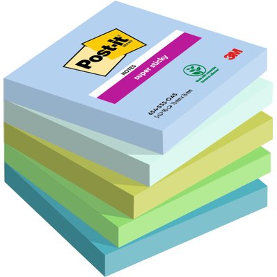 Memoblok Post-it 654 Super Sticky 76x76mm Oasis 5 stuks