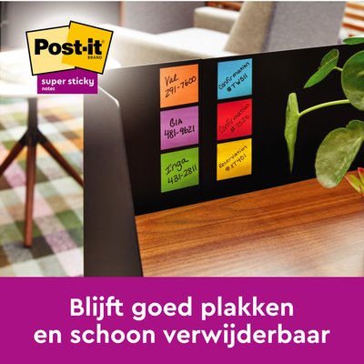 Memoblok Post-it 654 Super Sticky 76x76mm Oasis 5 stuks