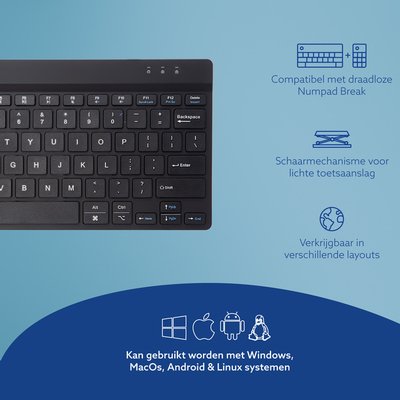 Clavier ergonomique compact R-Go Break sans fil QWERTY noir