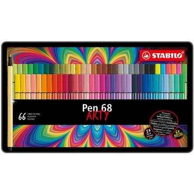 Viltstift STABILO Pen 68 Arty medium assorti blik à 66 stuks