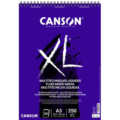 Mixed mediapapier Canson XL Fluid Mixed Media 30vel 250gr A3 extra wit