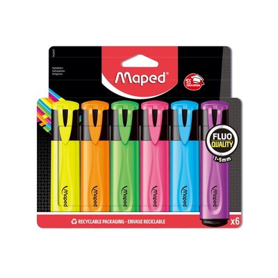 Markeerstift Maped set à 6 standaard kleuren