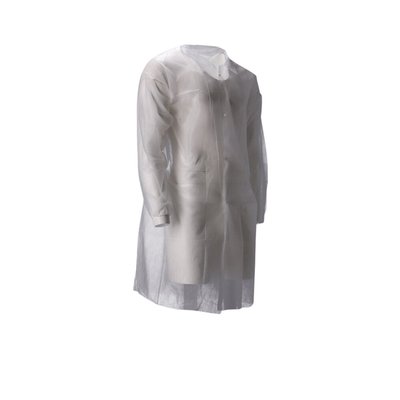 Bezoekersjas CMT M non-woven drukknopen 104cm lang PP wit 100 stuks
