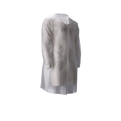 Bezoekersjas CMT L non-woven drukknopen 104cm lang PP wit 100 stuks