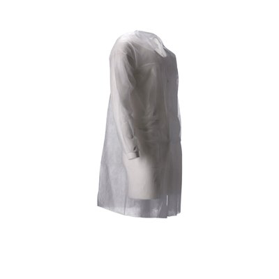 Bezoekersjas CMT L non-woven drukknopen 104cm lang PP wit 100 stuks