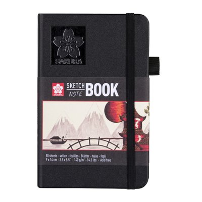 Schetsboek Sakura 80 witte vellen 140gr 90x140mm zwart