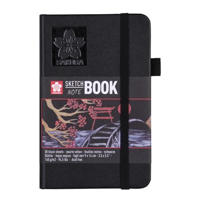 Schetsboek Sakura 80 zwarte vellen 140gr 90x140mm zwart