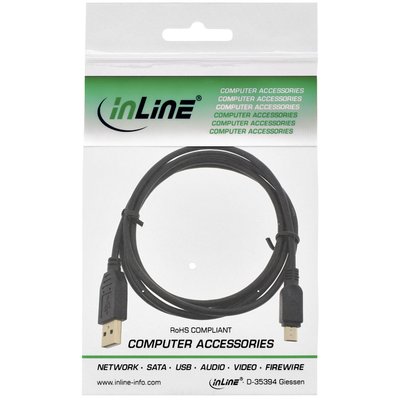 Kabel Inline USB-A USB mini-B 2.0 M 5pin 2 meter zwart