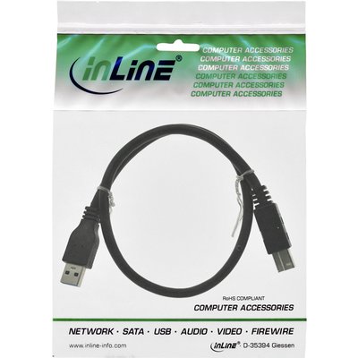 Kabel Inline USB-A USB-B 3.0 M 0.5 meter zwart