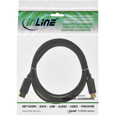 Kabel inLine displayport 4K60HZ M-M 1,5 meter zwart