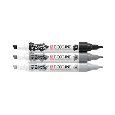 Duotip Talens Ecoline set à 3 stuks zwart en grijs