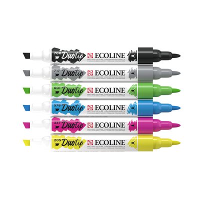Stylo Duotip Talens Ecoline set de base 6 couleurs