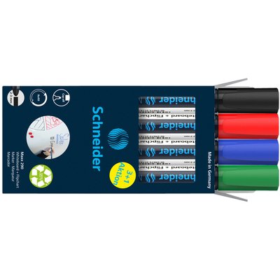 Marqueur tableau blanc Schneider Maxx 290 ogive 2-3mm assorti 3+1 gratuit