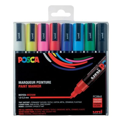 Paintmarker Uni POSCA PC5M medium assorti set à 8 stuks