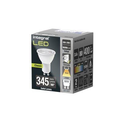 Spot LED Integral GU10 2700K blanc chaud 3.6W 400lumen