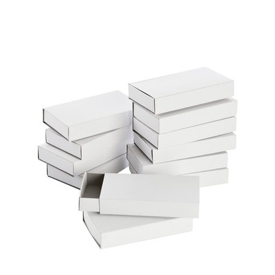 Luciferdoosjes Folia groot 110x60x20mm 12 stuks wit