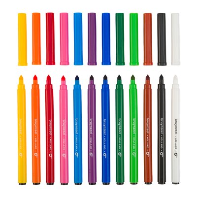 Feutre Bruynzeel Teens Super Point avec effaceur blanc set 12 couleurs