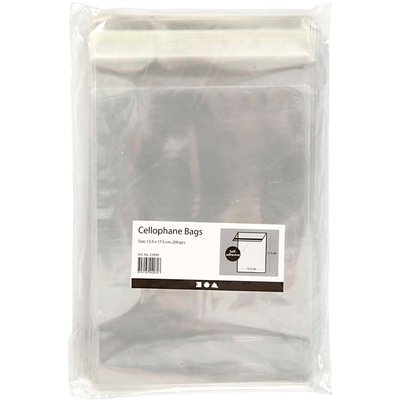 Sachet cellophane Creativ Company 17,3x12,3 25 microns avec bande adhésive 200 pièces